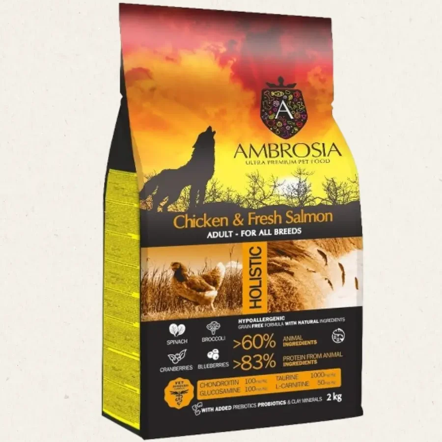 09302514.n_1.png Корм AMBROSIA Adult All Breeds (Курица, лосось), 2кг / 12кг — изображение 1