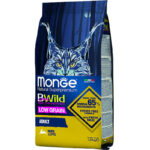 Корм Monge Cat Bwild Low Grain Adult для кошек, со вкусом зайчатины, 1,5кг / 10,0кг